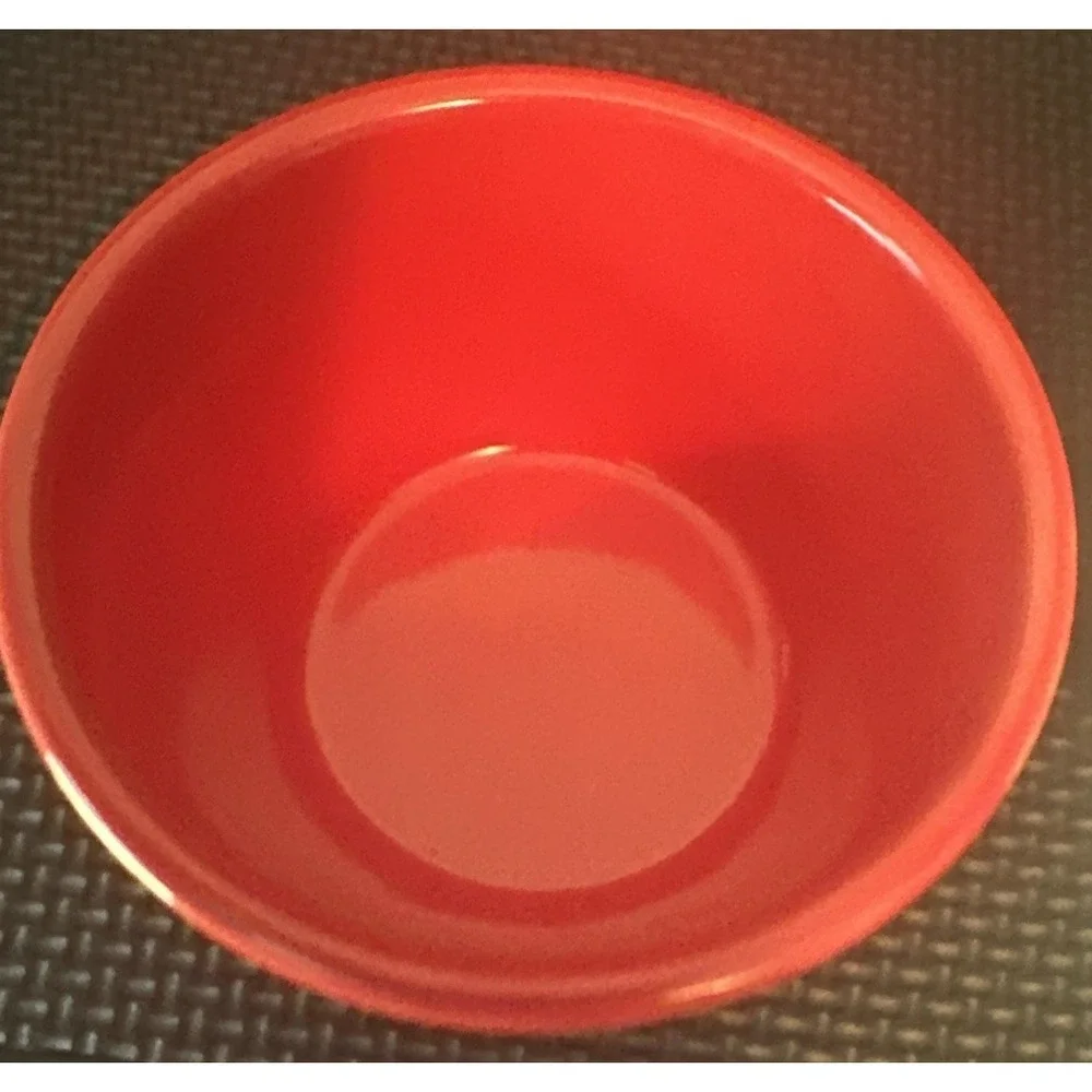 Chantal Red/White/Blue Ceramic Ramekins Custard Cups Set of 3, 1 Cup Size Each